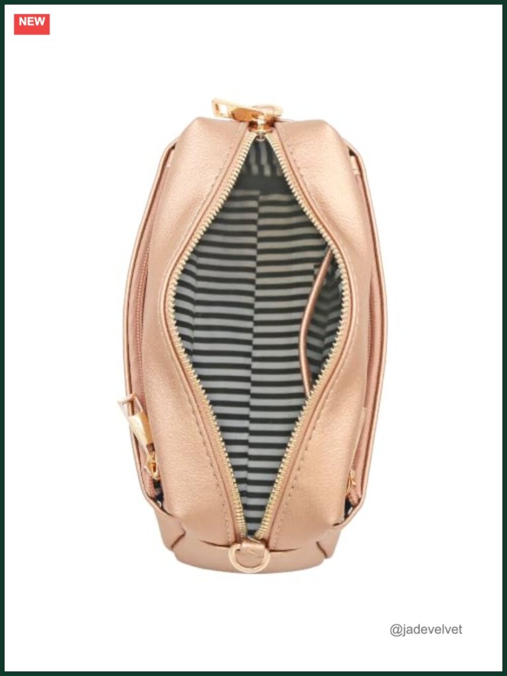 Faux Leather Triple Zip Small Crossbody Bag with Adjustable Strap - Picture 6 of 6